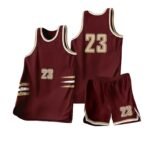 Burgundy Gold Trim 23 Basketball Jersey Shorts Set