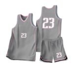 Grey Pink Trim #23 Two‑Piece Basketball Uniform Set