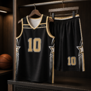 Black Gold Star No.10 Basketball Jersey Set - Image 4