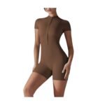 Half Zip Short Sleeve Women’s Workout Jumpsuit