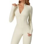 Half Zip Long Sleeve Women’s Fitness Jumpsuit