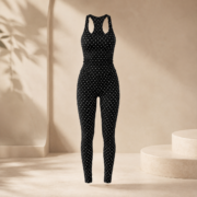 Black White Polka Dot Tank Leggings Active Set - Image 2