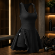 Black Racerback Athletic Dress With Built‑In Shorts - Image 3